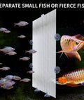 2 Pack Clear Aquarium Fish Tank Dividers With Heavy Duty Suction Cups Cuttable Plastic Mesh Grid For Breeding And Fry Segregation Dead Simple Diy Setup Smooth Sailing Layouts 10 By 13 Inches against backdrop of various fish.