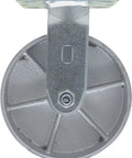 Heavy Duty Steel Caster Wheels 4 Pack 6 Inch Industrial Rigid Top Plate Casters 4800 Lbs Capacity close-up view of gray steel wheel