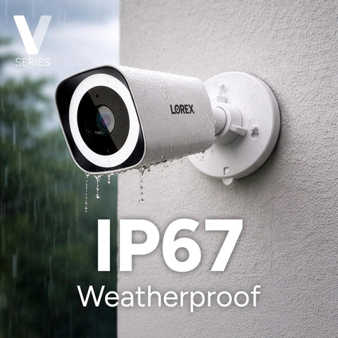 Outdoor PoE bullet camera from 8 Channel 4K NVR System With 4 PoE Bullet Cameras V3 Featuring Color Night Vision, IP67 weatherproof