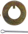 Front Spindle Lock Nut Kit with nut, washer, retainer for select vehicle models, durable hardware in metal finish.
