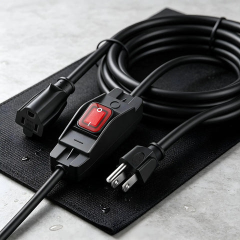 Heavy Duty 3 Prong Extension Cord Built Solid With Real 14 AWG Cable 6.6 Ft Black Wire Works Like A Charm On Power Tools And Home Gear Plus Inline Switch with switch and connectors.