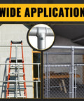 Heavy Duty End Rail T Clamps For 1-3/8 Inch Chain Link Fence Fittings, Galvanized Pipe T Connectors on fence and ladder.