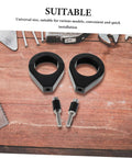 Heavy Duty 39mm Front Fork Turn Signal Mounting Brackets 2 Pack Clamp on wooden background with tools