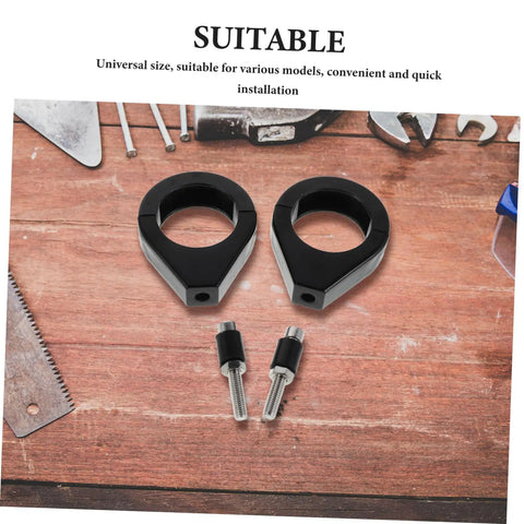 Heavy Duty 39mm Front Fork Turn Signal Mounting Brackets 2 Pack Clamp on wooden background with tools