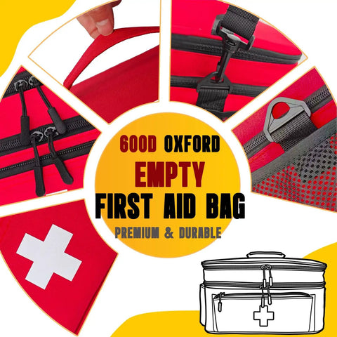 Two Layer First Aid Bag For Outdoor Travel And Home Use Must Have Portable Medical Kit Organizer With Quick Access Compartments Red