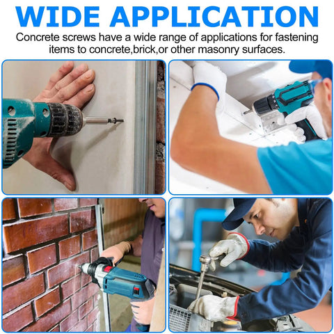 Using Heavy Duty Concrete Screw Assortment Kit With Drill And Driver Bits For Brick Block Stucco in various masonry applications.