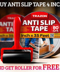 Heavy Duty Anti Slip Tape For Stairs Indoor Outdoor Waterproof 4 Inch By 35 Ft Non Skid Adhesive Roll With Roller