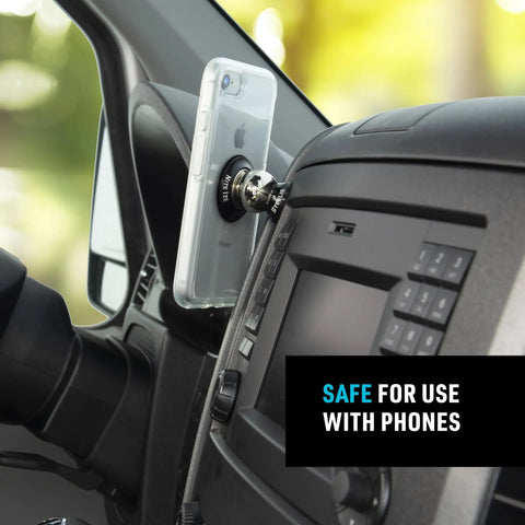 Orbiter Dash Kit Phone Mount With Exterior Plate Adhesive installed on car dashboard showing magnet-free design.