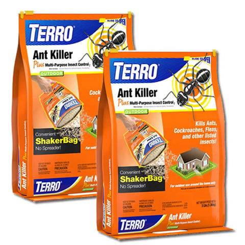 Ant Killer Plus Insect Control 3 Lb Bags Two Pack, fast acting granules kill ants, fire ants, cockroaches, fleas, resealable bags