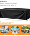 Beefy 420D Heavy Duty Outdoor Patio Furniture Cover Waterproof Universal Fit For 90 Inch Long By 64 Inch Wide By 28 Inch High Tables Chairs Sofas Benches All Weather Protection Black shown on diagram