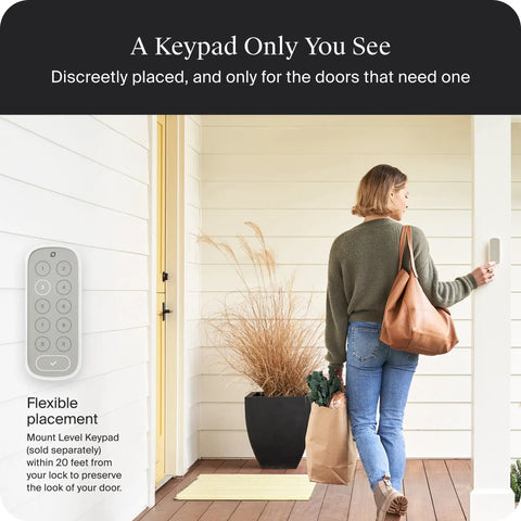 Rock Solid Smart Deadbolt With A Fully Hidden Build Flaunting A Sleek Matte Black Finish Apple Home Key And Matter Over Thread Connectivity Hassle Free Keyless Entry Via Alexa Google Home Smart Things And Your Smartphone, featuring a discreet keypad.