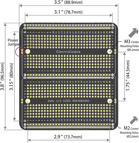 Diagram of Large PCB Prototype Board Kit With Solderable Breadboards For Electronics Projects Gold Plated 6 Pack Black Compatible