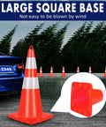 High Visibility Orange Traffic Cones Set Of 10 With Reflective Silver Collars For Construction And Road Work, 28 Inch