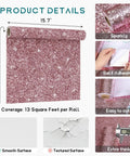 Totally Fresh Mauve Pink Chunky Glitter Peel And Stick Wallpaper For Accent Walls And Vanity Backsplash Premium Self Adhesive Fabric Vinyl Room Decor Slays Hard roll dimensions 15.7" x 18"