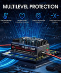 Heavy Hitter 12V 20A LiFePO4 Battery Charger showing multilevel protection features on a circuit board.