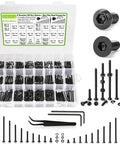 M2 Screw Kit 4mm To 40mm With Button Head And Flat Head Zinc Plated Screws, Includes 510 Nuts, 520 Washers, 255Pcs Each Type
