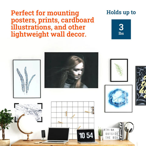 Damage Free Picture Hanger Strips 10 Pack For Walls No Nails Holds Up To 3 Lbs For Photos Canvas Posters Foam Boards And Frames