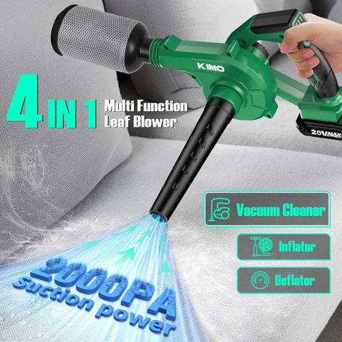 Cordless Leaf Blower Vacuum Combo 4 In 1 With Inflation Deflation Nozzles 190 MPH Air 3 Speed Control 20 Inch Tube in use