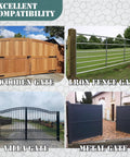 Tough As Nails Eight Inch Heavy Duty Gate Caster Featuring Built In Spring Loaded Swivel For Wooden Fences shown with various gate styles.