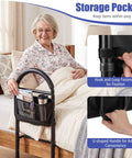 Bed Rail Guard For Elderly Safety, Adjustable Height Bed Side Assist Bar with Non-Slip Handle and Storage Pocket