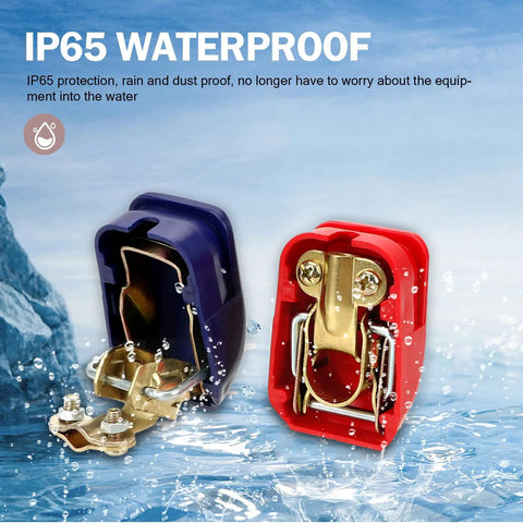 Two Pack Quick Release Battery Clamps For Cars Trucks And SUVs, Easy Snap On Quick Disconnect Terminals, Universal Copper Galvanized Battery Clamp Set In Blue And Red, Secure Connection