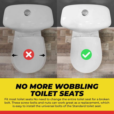 Durable Plastic Toilet Seat Screws Replacement Kit With Nuts And Bolts For Toilet Easy Install And Tight Secure Fit No Wobble Includes High Quality Hardware For Quick Fix By Qualihome shown fixing wobbling toilet seat