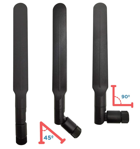 High Gain 9 dBi Wideband Omni Antenna for 3G 4G LTE Networks 698 2700 MHz with SMA Male Connector at 45 and 90 degrees