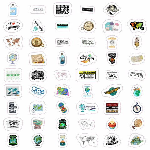 Geography Stickers Pack For Water Bottles And Laptops Dope Waterproof Vinyl Decals Featuring Maps And Landmarks 100 Piece Set