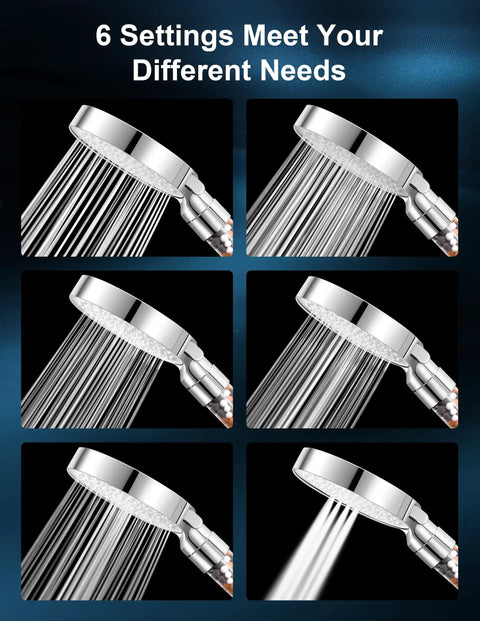 Shower Head With Six Spray Modes And High Pressure 59 Inch Hose, Handheld Water Filter for Hard Water