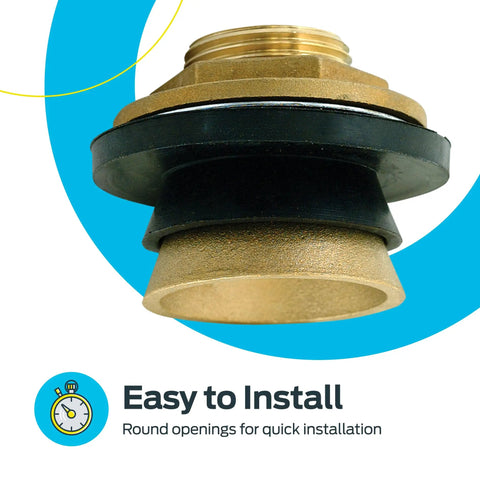Heavy-Duty Brass Closet Spud For Urinals Kit With Locknut, Rubber Washer, And Metal Washer - Commercial Grade Urinal Plumbing Fitting