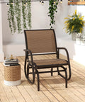 Comfy Outdoor Swing Glider Chair with Iron Frame and Cushioned Fabric Non Slip Feet Patio Rocker for Porch Garden and Backyard