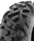 Close-up of All Terrain ATV And Go Kart Tires A051 145/70-6 Tubeless 6PR, showcasing the rugged tread design for trails and tracks.