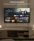 50 Inch Led Smart Fire TV Featuring Sick 4K Ultra HD Picture Quality And Dope HDR10 Contrast Levels With Alexa Voice Remote streaming apps on screen.