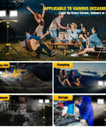 Ultra Bright LED Work Light With Stand Dual Head Adjustable Flood Light Waterproof Tripod 16.5 Ft Cord Great For Outdoor Job Sites Indoor Workshops Garage Projects Construction And Night Shifts demonstrating usage in various settings.