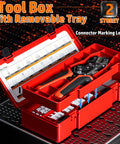 Crimping Tool And Dupont Connector Kit With 21 Styles, 2.54mm Dupont Connectors And Crimp Pins in red toolbox