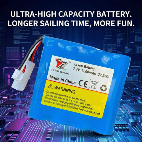 3000mAh battery for Fast 19 Inch RC Boat With 35 Plus KPH Top Speed Remote Control Water Toy For Kids And Adults, packaging shown