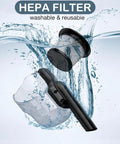 HEPA filter and vacuum components submerged in water, showcasing the Rugged Cordless Vacuum Cleaner With Five In One Setup And Hella Mighty 500 Watt Brushless Motor Pulling Savage 100AW Suction For Tile Floors Plush Carpets Cars And Couches Plus Lightweight Handheld Frame.