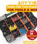 34-Compartment Double-Sided Parts Organizer With Removable Dividers for hardware screws bolts beads visible with clear lid