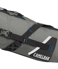 Mule 9 Bikepacking Rolltop Waterproof Saddle Bag For Tents And Gear With IPX5 Rating Easy Access Secure Mounting Reflective Trim Expandable Capacity Built Tough From Recycled Sailcloth in Wolf Grey 2.0, side view.