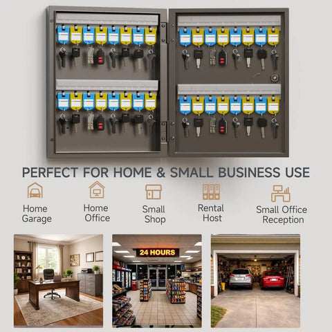 32 Key Lock Box For Home, Office, And Garage, Wall Mount Key Cabinet With Management System, magnetic door, tag labels