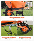 One Wheel Dump Cart For Garden And Yard, 6 Cu Ft Capacity, 330 Lb Load, Built Tough Wheelbarrow With Metal Handle And 16 Inch Wide Track Wheels