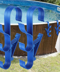 Adjustable Waterproof Pool Pole Hooks Three Hook Bracket for Telescopic Rods and Cleaning Tools attached to pool