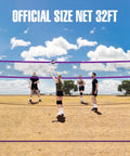 Portable Volleyball Net Set With Adjustable Steel Poles, Anti Sag Winch System, Easy Setup Pump, Boundary Lines, And Carry Bag