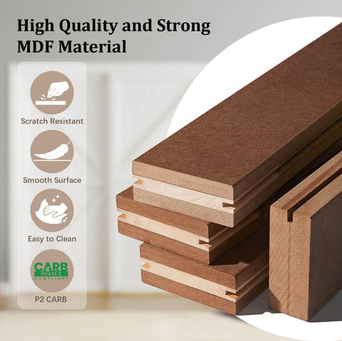 Close-up view of MDF material used in Three Lite Frosted Glass Bypass Sliding Closet Door Set with Track Kit and Floor Guide for 120 Inch Opening Double Panel Ready to Assemble Space Saving Sleek Modern Vibe for Bedroom Closets.