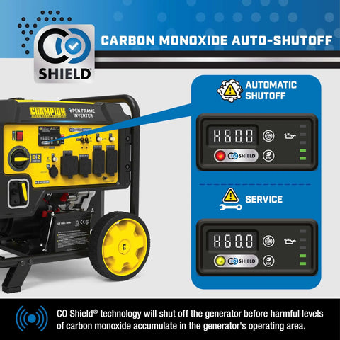 10,000-Watt Electric Start Home Backup Open Frame Portable Inverter Generator with CO Shield technology