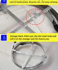 Heavy Duty Drain Cleaning Steel Strip 131 Ft Flat Iron Bar Snake For Nasty Clogs with clamping plate for easy carrying.