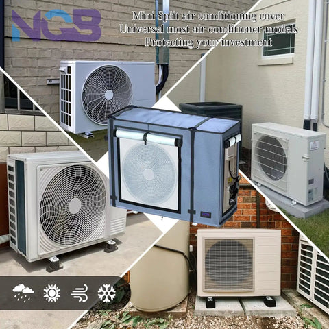 Top Notch Mini Split Cover For Your Outdoor Ac Unit Heavy Duty Weather Gear That Takes A Beating But Gives Zero Quitting Waterproof Windproof Snowproof All Season Shield In Grey
