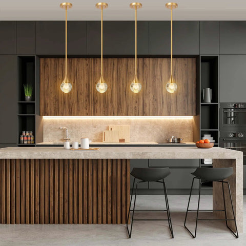 Crystal Teardrop Pendant Light 2 Pack Gold Brushed Brass Finish Glass Globe Hanging Lamps For Kitchen Island Dining Room Bar Sleek Modern Pendant Lighting That Elevates Your Vibe