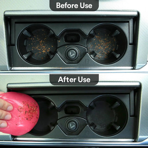Car Cleaning Gel Putty For Interior Detailing And Quick Cleanup That Reaches Cracks And Crevices To Extract Dust And Debris A Handy Go To Interior Cleaner Tool For Car Enthusiasts cleaning cup holder debris before and after