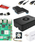 Raspberry Pi 5 Starter Kit PRO Turbine Black With 8GB RAM And 128GB Micro SD Card, includes case, fan, and power supply